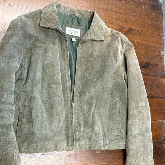 Wilsons Leather Olive Green Suede Zip Jacket - Picture 5 of 8